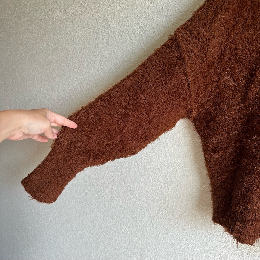 Free People Icing V-Neck Mocha Java Brown Oversized Sweater Size Small - Picture 6 of 11
